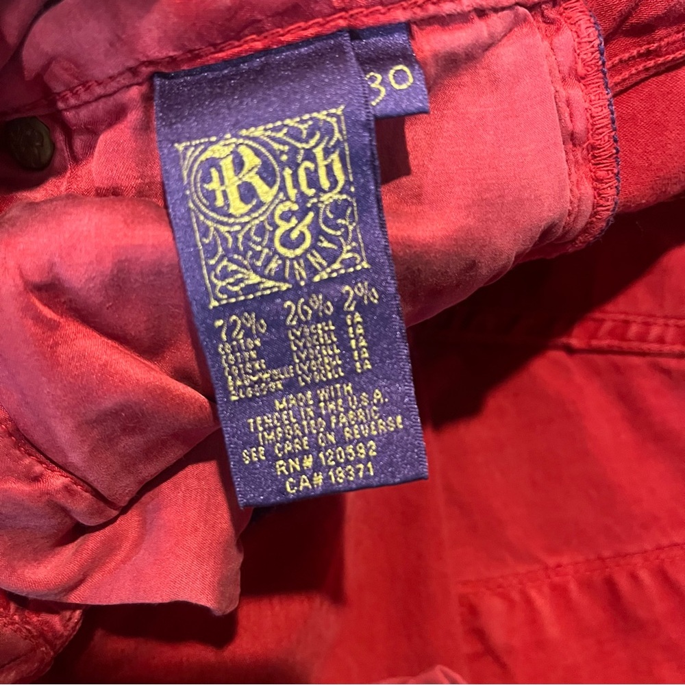 Rich & Skinny Red Skinny Jeans Women’s Size 30 - Picture 8 of 11